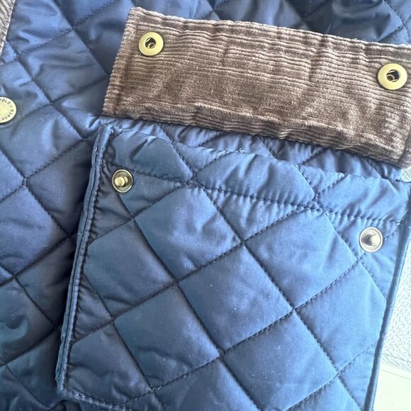 Ralph Lauren Quilted Fall Jacket Boys/Kids 5y Navy/brown Corduroy Collar - Picture 12 of 14
